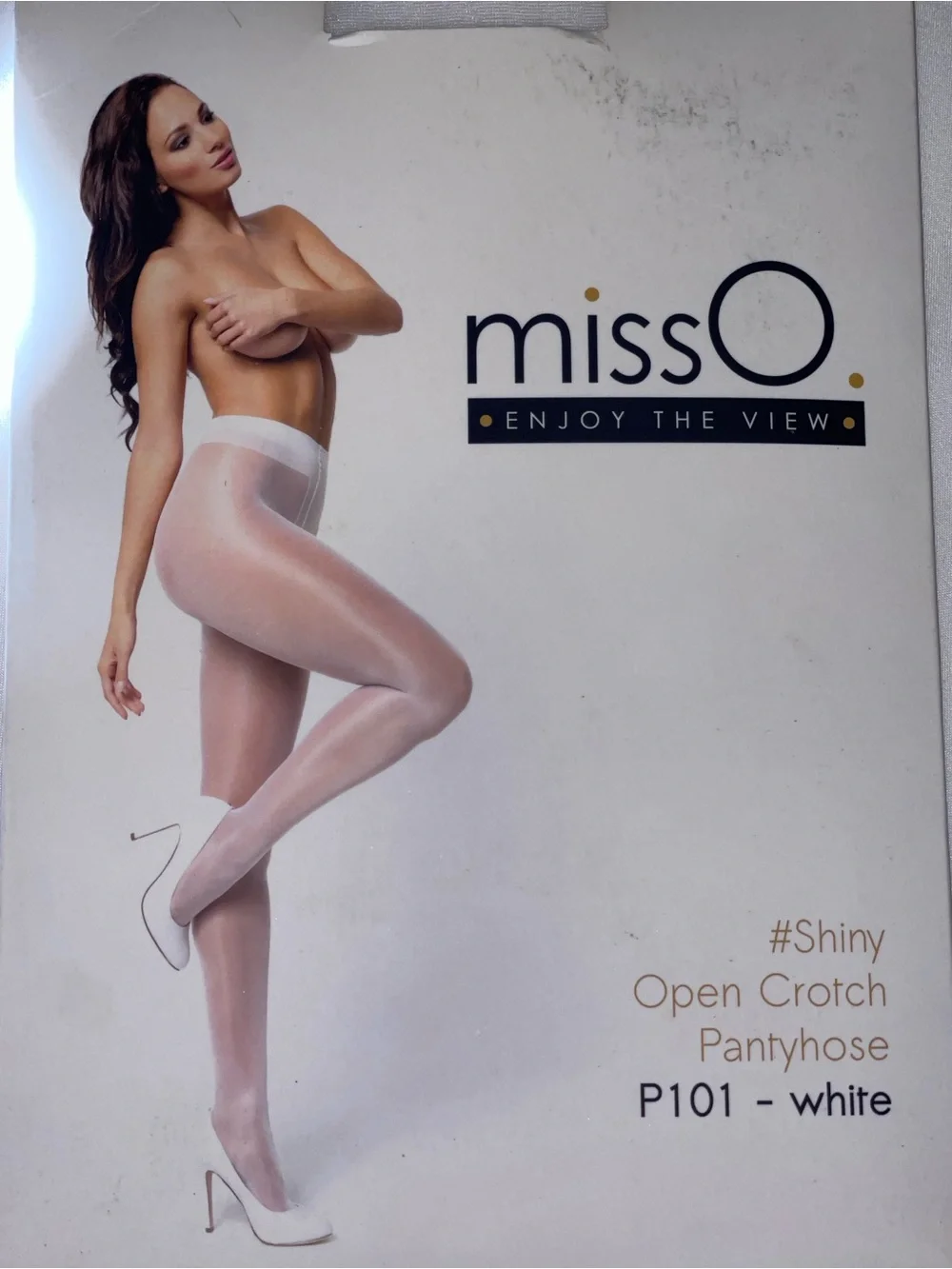 2pr MISS O P101 Shiny White & Light Violet Pantyhose Sz: L/XL SKU: 0914-13